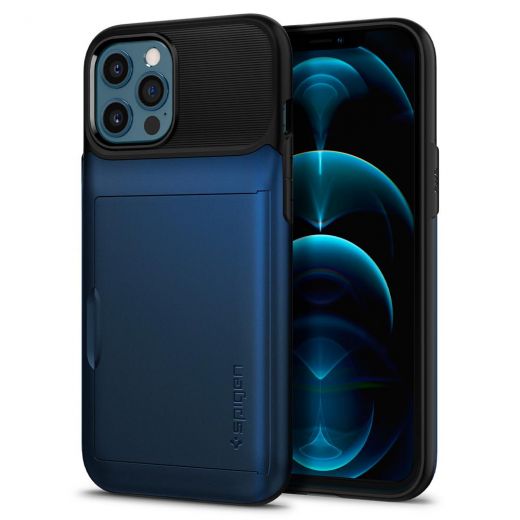 Чехол Spigen Slim Armor Wallet Navy Blue для iPhone 12 Pro Max (ACS01485)