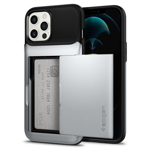 Чохол Spigen Slim Armor Wallet Satin Silver для iPhone 12 Pro Max (ACS01486)