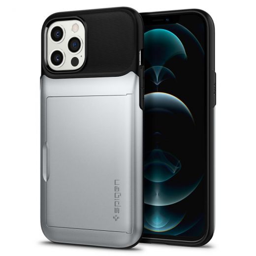 Чохол Spigen Slim Armor Wallet Satin Silver для iPhone 12 Pro Max (ACS01486)