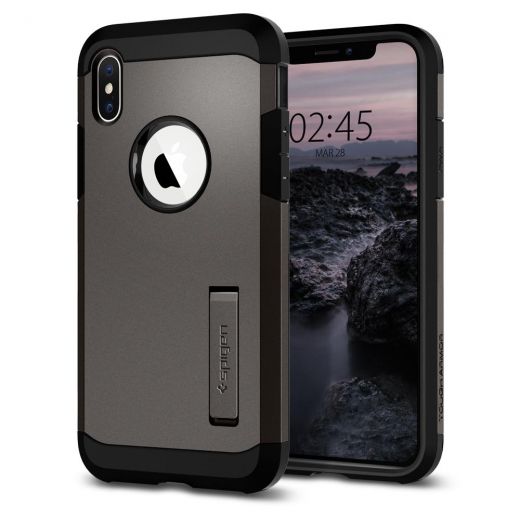 Чехол Spigen Tough Armor Gunmetal (057CS22161) для iPhone X | XS