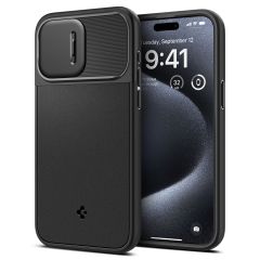 Чехол с защитой камеры Spigen Optik Armor (MagFit) Black для iPhone 15 Pro (ACS06738)