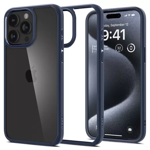 Прозрачный чехол Spigen Ultra Hybrid Navy Blue для iPhone 15 Pro (ACS06711)