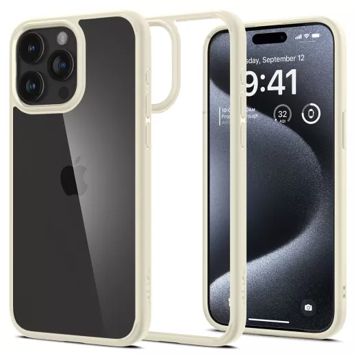 Прозрачный чехол Spigen Ultra Hybrid Mute Beige для iPhone 15 Pro (ACS06712)