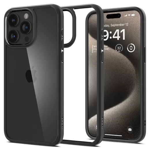 Прозрачный чехол Spigen Ultra Hybrid Matte Black для iPhone 15 Pro Max (ACS06570)