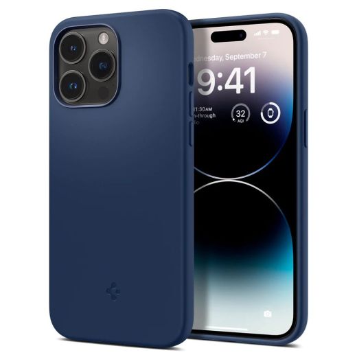 Силиконовый чехол Spigen Silicone Fit (MagFit) Navy Blue для iPhone 14 Pro Max (ACS04847)