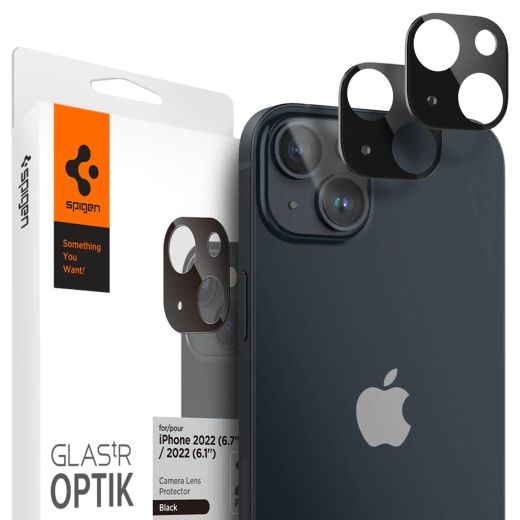 Защитное стекло для камеры Spigen Optik Lens Protector Black для iPhone 15 | 15 Plus | 14 | 14 Plus (AGL05274)