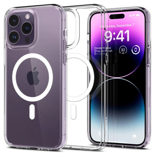 Прозорий чохол  Spigen Ultra Hybrid (MagFit) White для iPhone 14 Pro (ACS04969)
