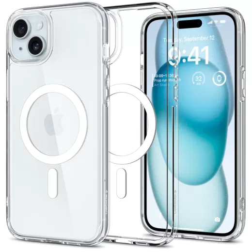 Прозрачный чехол Spigen Ultra Hybrid (MagFit) White для iPhone 15 (ACS06802)