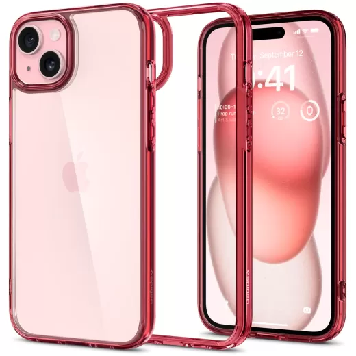Прозорий чохол Spigen Ultra Hybrid Red Crystal для iPhone 15 Plus (ACS06654)