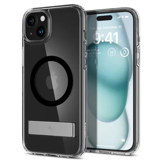 Прозрачный чехол Spigen Ultra Hybrid S (MagFit) Black для iPhone 15 Plus (ACS06666)