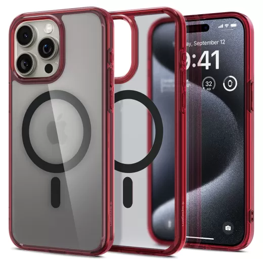 Чехол Spigen Ultra Hybrid (MagFit) Frost Red для iPhone 15 Pro Max (ACS07056)