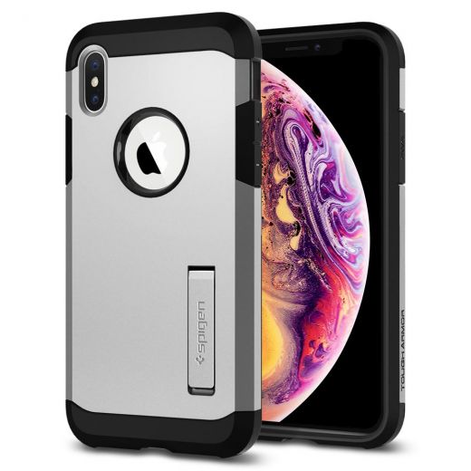 Чехол Spigen Tough Armor Satin Silver для iPhone XS