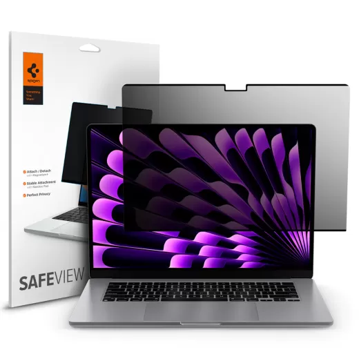 Защитная пленка антишпион Spigen Screen Protector Safe View Transperensy для Macbook Air 15" M2 | M3 (2023 | 2024)(AFL06951)