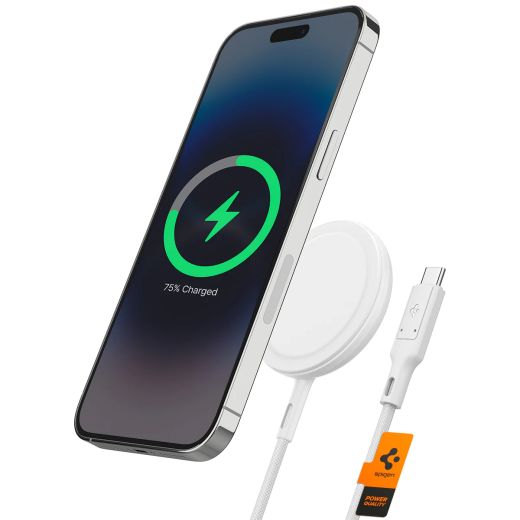 Бездротова зарядка Spigen ArcField™ Magnetic Wireless Charger PF2200 (MagFit) White (ACH05430)