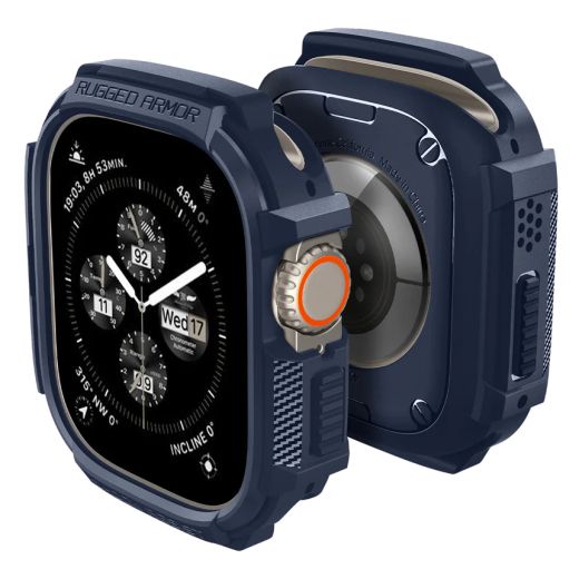 Противоударный чехол Spigen Rugged Armor Navy Blue для Apple Watch Ultra | Ultra 2 49mm (ACS07382)