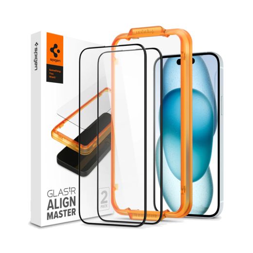 Захисне скло Spigen Screen Protector AlignMaster GLAS.tR Transparensy (2 шт.)  для iPhone 16 Plus | 15 Plus (AGL06886)