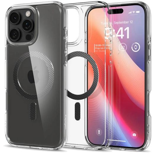 Прозорий чохол Spigen Ultra Hybrid MagSafe Carbon Fiber для iPhone 16 Pro (ACS08131)