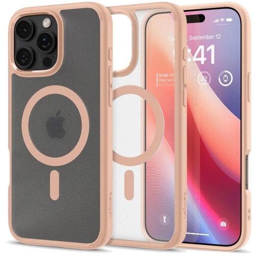 Прозрачный чехол Spigen Ultra Hybrid MagSafe Frost Rose Titanium для iPhone 16 Pro (ACS08694)
