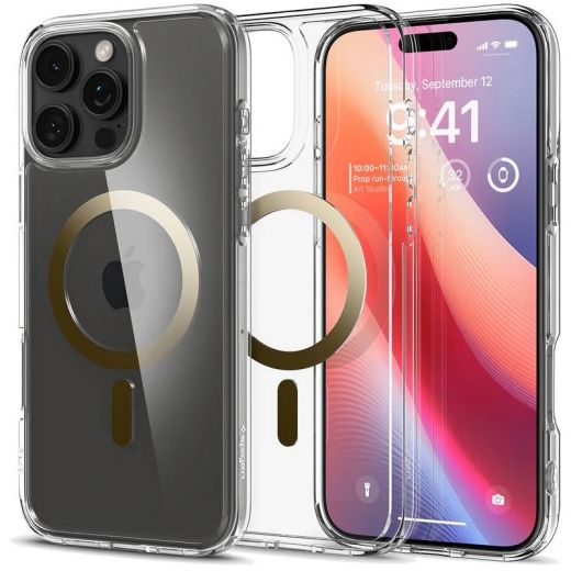 Прозорий чохол Spigen Ultra Hybrid MagSafe Gold для iPhone 16 Pro (ACS08132)