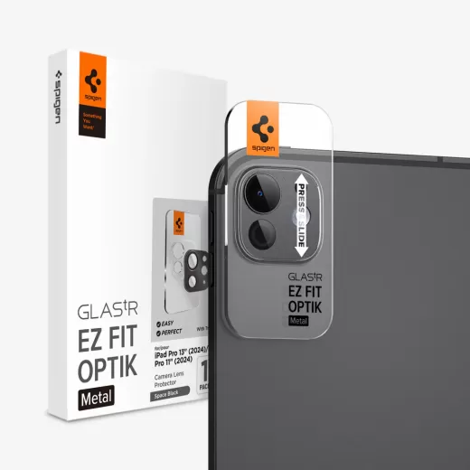Защитное стекло для камеры Spigen Optik Pro EZ Fit Space Black для iPad Pro 13” M4 (2024) | iPad Pro 11” M4 (2024)  (AGL07791)
