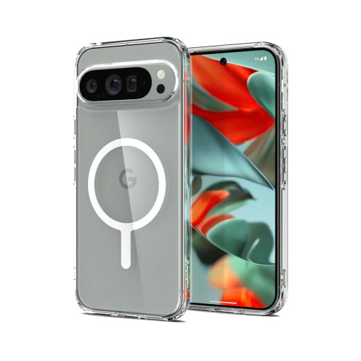Прозрачный чехол Spigen Ultra Hybrid Metal Ring (MagFit) White для Pixel 9 Pro XL (ACS07720)