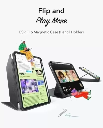 Чехол ESR Flip Magnetic Case with Pencil Holder Red для iPad 11'' (2025) | iPad 10.9 (2022)