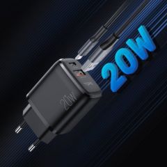 Быстрая зарядка WIWU 20W Wall Charger Type-C + USB (EU) Black