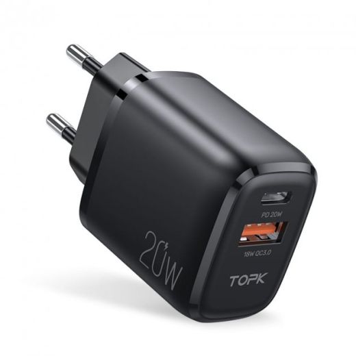 Швидка зарядка WIWU 20W Wall Charger Type-C + USB (EU) Black