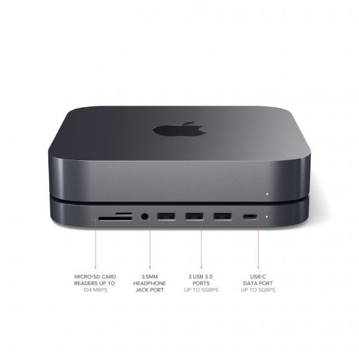 Хаб-підставка Satechi Type-C Aluminum Stand and Hub (ST-ABHFM) для Mac Mini