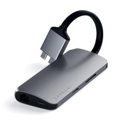 Перехідник Satechi Aluminum Type-C Dual Multimedia Adapter Space Gray (ST-TCDMMAM)