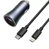 Автомобильное зарядное устройство с кабелем Baseus Golden Contactor Pro Dual Car Charger U+C 40W (With Cable Type-C/ iP 1m) Dark Grey (TZCCJD-B0G)