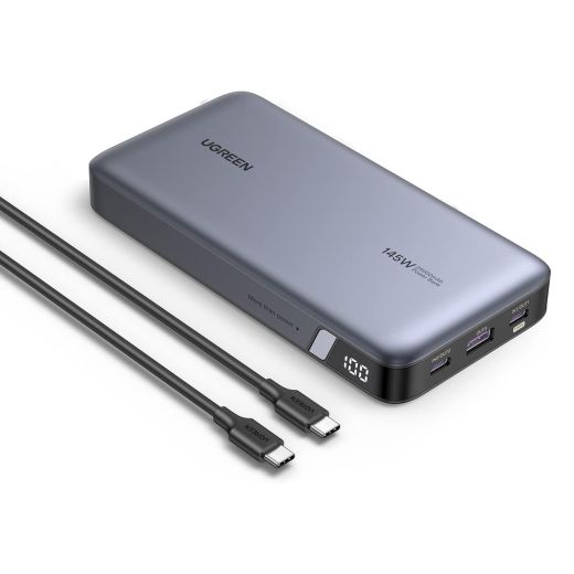 Павербанк (Зовнішній акумулятор) Ugreen 145W | 25000mAh Power Bank for Laptop-3 Ports Space Grey