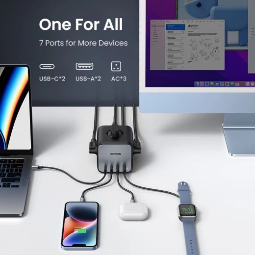 Швидка зарядка Ugreen CD268 65W USB C Desktop Charger Fast Charging Station Grey