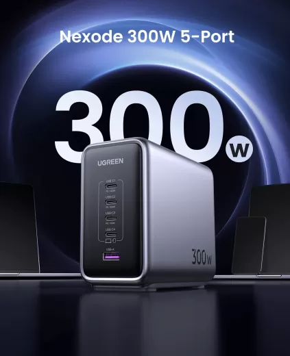 Зарядка Ugreen Nexode 300W USB C GaN Charger-5 Ports Desktop Charger