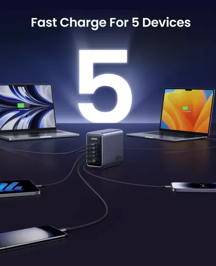 Зарядка Ugreen Nexode 300W USB C GaN Charger-5 Ports Desktop Charger