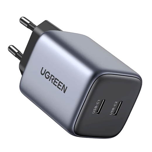 Швидка зарядка UGREEN 45W GaN Dual-port USB-C Fast Charger