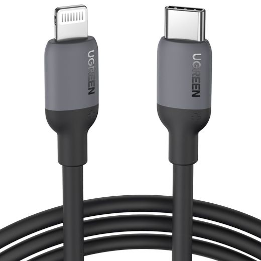 Кабель UGREEN US387 USB-C to Lightning Silicone Cable 1m Black (20304)