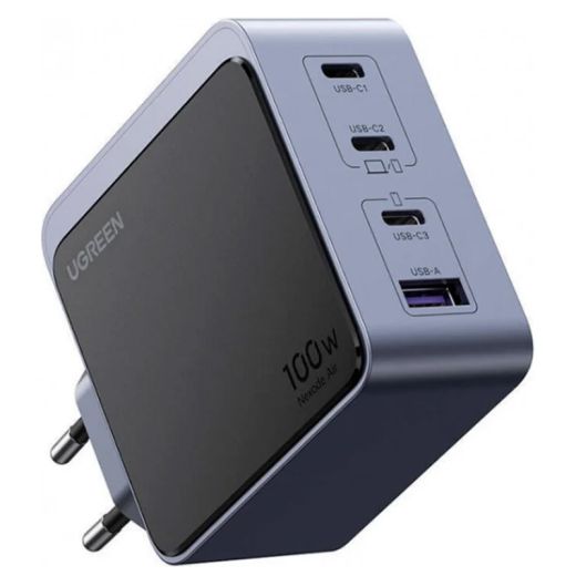 Быстрая зарядка Ugreen X565 Nexode Air USB+3xUSB-C 100W GaN Tech QC4.0 PD3.0 Space Gray 