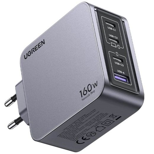 Быстрая зарядка Ugreen X763 Nexode Pro USB + 3 x USB Type-C 160W Grey