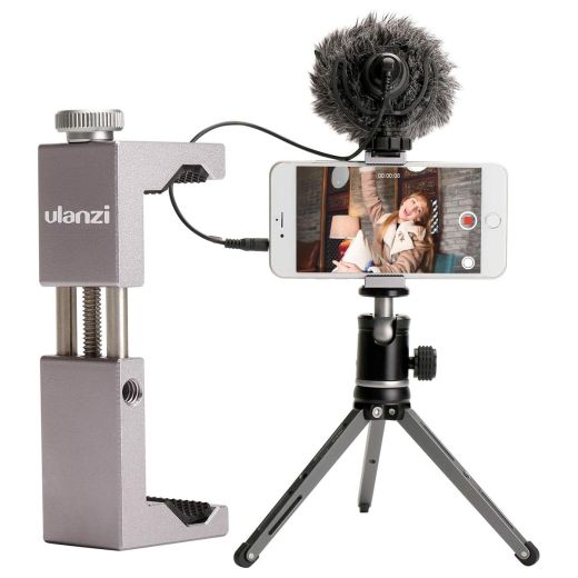 Держатель для телефона Ulanzi ST-02S Aluminum Phone Tripod Mount with Cold Shoe Mount Titanium