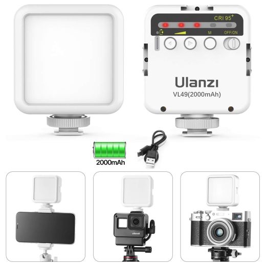 Свет для телефона Ulanzi VL49 2000mAh LED Video Light with 3 Cold Shoe White
