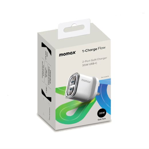 Быстрая зарядка Momax 1-Charge Flow 2-Port 35W GaN Charger USB-C (UM51UK)
