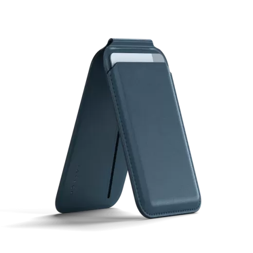 Шкіряний чохол-гаманець з підставкою Satechi Vegan-Leather Magnetic Wallet Stand Blue (ST-VLWB)