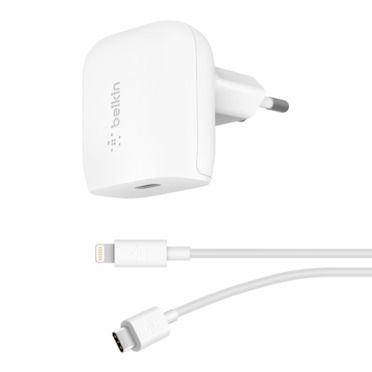 Мережевий ЗП Belkin Home Charger (18W) Power Delivery Port USB-C - Lightning 1.2м, White (F7U096VF04-WHT)