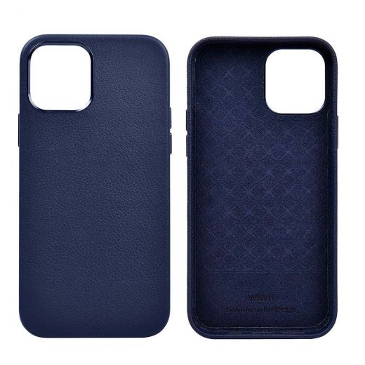 Шкіряний чохол WIWU Calfskin Series Blue для iPhone 13 mini