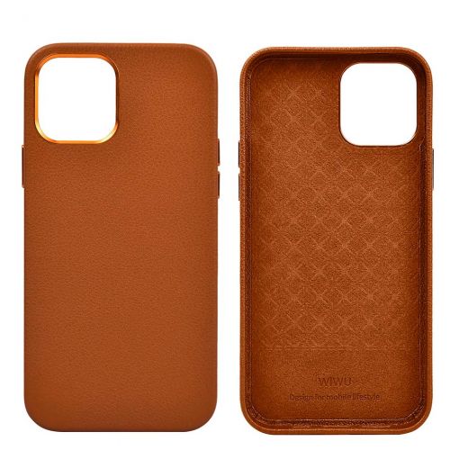 Кожаный чехол WIWU Calfskin Series Brown для iPhone 13