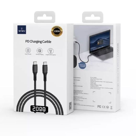 Кабель WIWU F20 PD Series USB-C to USB-C 2m Black