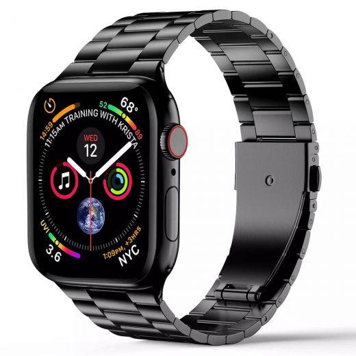 Металлический ремешок WiWU Ultra-Thin Steel Belt Three Beads Band Black для Apple Watch 41mm | 40mm | 38mm