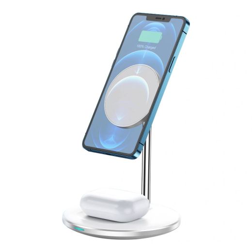 Беспроводная зарядка WIWU [Wi-W019] Wireless Charger Station 2 в 1 Series White