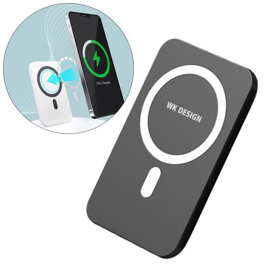 Повербанк с беспроводной зарядкой WK Design Magnet 5000mAh Wireless Power Bank (WP-215) Black